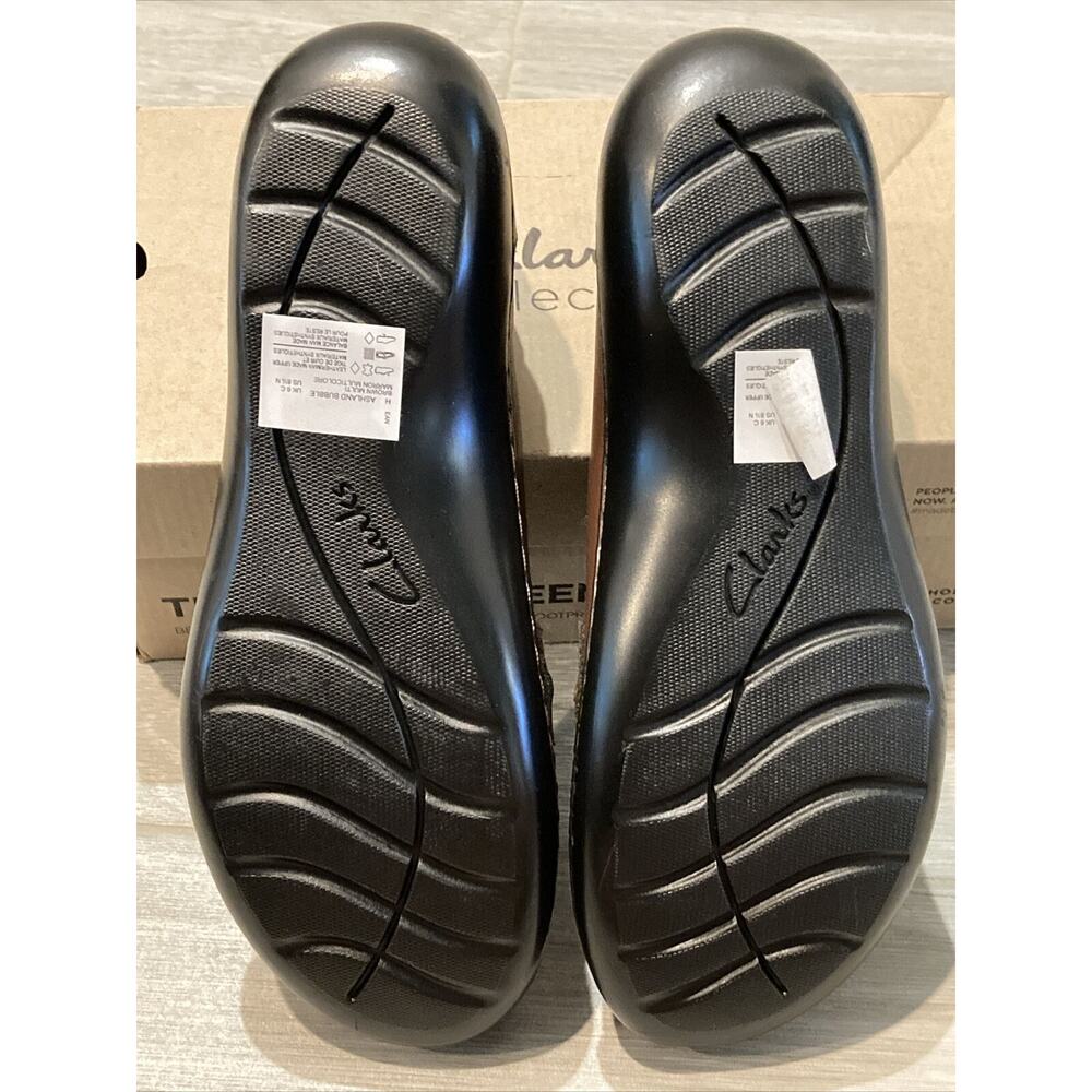 Clarks Ashland Bubble Loafers Brown Leather Slip On Tassel Women Size 8 N - Picture 6 of 12